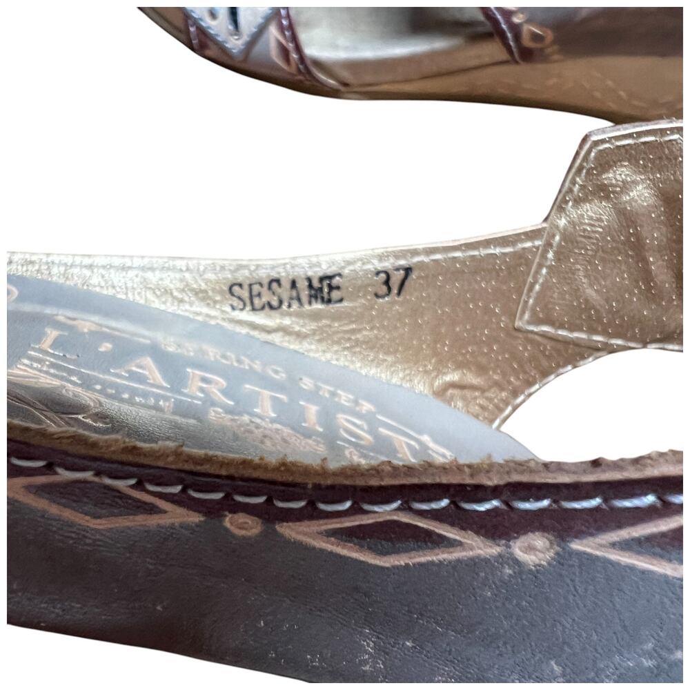 SPRING STEP L'Artiste Women's Size 37/US 6.5-7 Sesame Sandal Wedge Slide Comfort - Picture 9 of 14